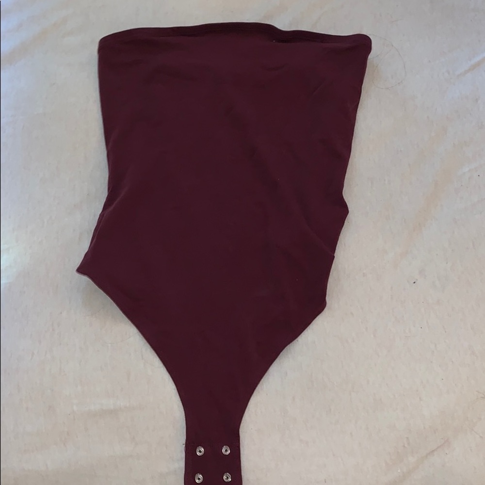 Maroon strapless bodysuit